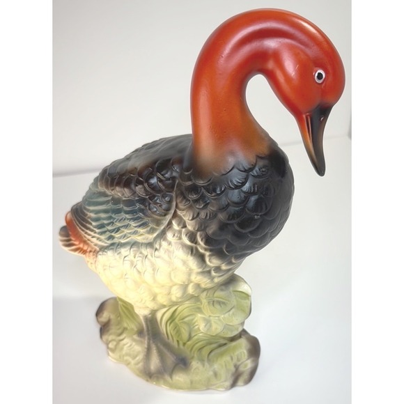 Duck Wales Redhead Ceramic Red Orange Black Green Japan Vintage - Picture 8 of 8